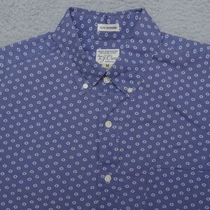 J Crew Shirt Button Up Mens Medium Untucked Slim Fit Blue Floral Organic Cotton